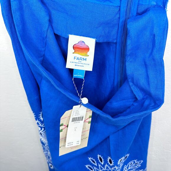 NWT Anthropologie Farm Rio One Shoulder Embroidered Cut Out Linen Jumpsuit Large - Picture 7 of 16